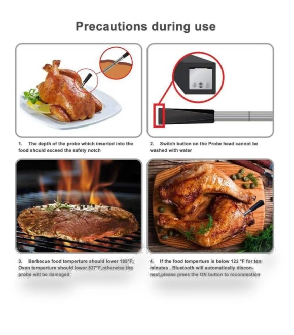Wireless Bluetooth Smart Food Oven Thermometer — Thermometers, BBQ Kitchen