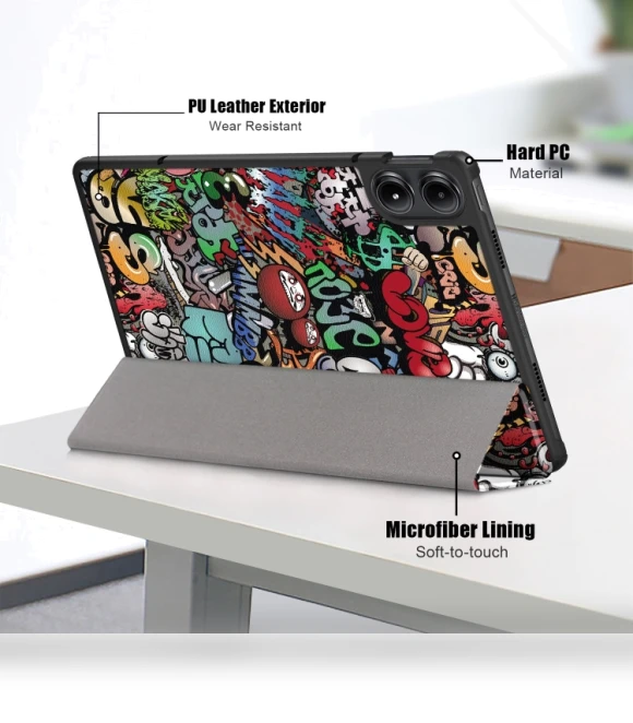 3-Fold Stand Leather Smart Tablet Case for Xiaomi Redmi Pad Pro 12.1 — Keyboard Cases, Xiaomi