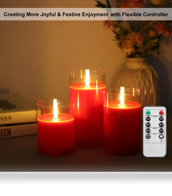 Flickering Flameless Candles Set with Controller — Flameless, TOMTOP JMS
