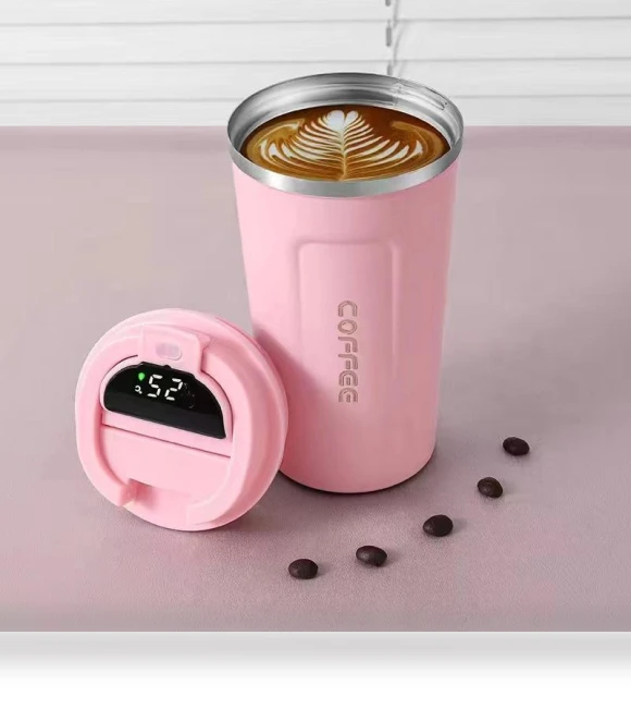 Insulated Stainless Steel 304 Coffee Mug with Smart Display — Beverage Warmers, Factory Discount Outlet