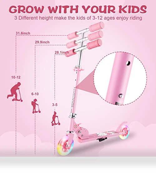 Kids Kick Scooter with LED Light Up Wheels — Push Scooters, KORGOL