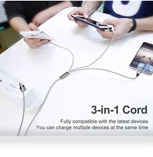 Multi USB Charging Cable 3A, 3 in 1 Fast Charger Cord Connector — Chargers, TOPWIN