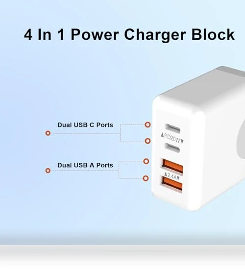 Fast Charging Wall Plug with 4 Ports — Chargers, Shenzhen Xingda Tong wire and cable Co.,LTD