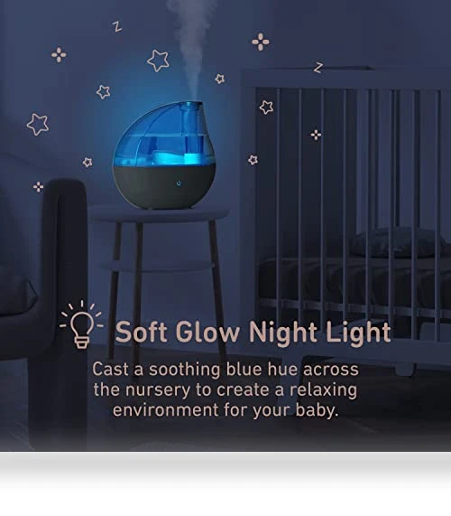 Ultrasonic Cool Mist Humidifier & Soft Glow Night Light — Air Moisturizers, Pure Enrichment