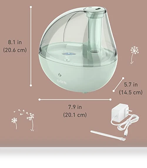 Ultrasonic Cool Mist Humidifier & Soft Glow Night Light — Air Moisturizers, Pure Enrichment
