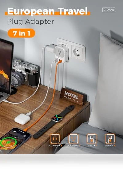 European Plug Adapter with USB C — Chargers & Adapters, TESSAN
