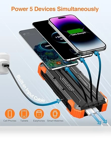 Portable Charger with Built-in Cables and Thermometer — Chargers, GOODaaa