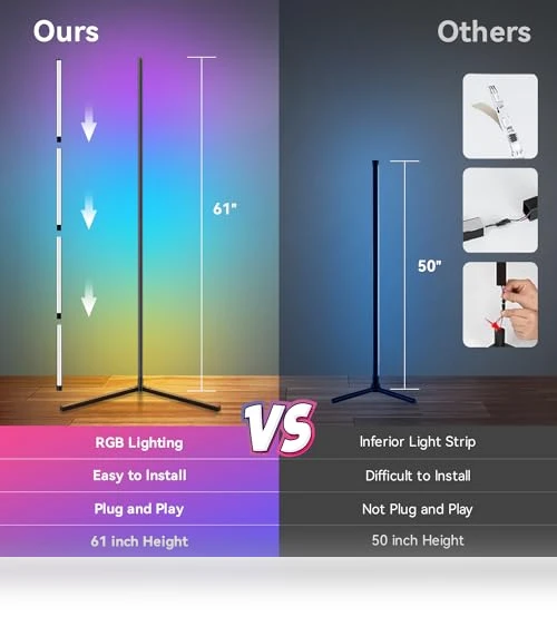 Smart Adjust RGB LED Corner Floor Lamp — Standing Lights, IOHFOI