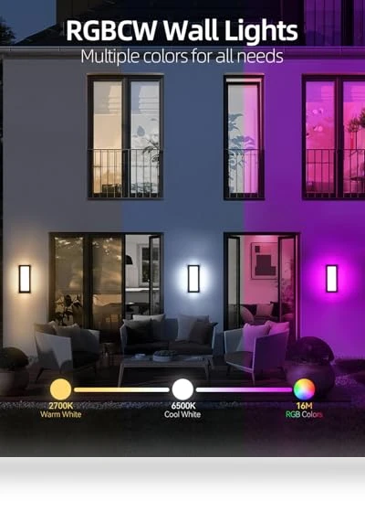 Smart Porch Lights Color Changing Exterior Lighting Fixtures — Outdoor Wall Lighting, RAYVO