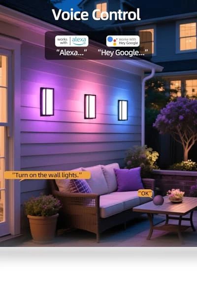 Smart Porch Lights Color Changing Exterior Lighting Fixtures — Outdoor Wall Lighting, RAYVO