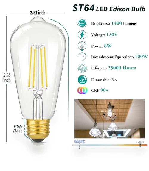 Vintage LED Edison Light Bulbs — Incandescent, Brightever