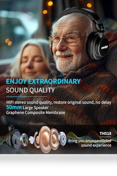 Wireless TV Headphones for Seniors — In-Ear Headphones, cwuiga
