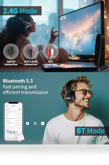 Wireless TV Headphones for Seniors — In-Ear Headphones, cwuiga