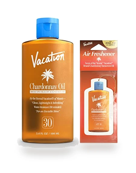 Chardonnay Oil SPF 30 & Air Freshener Bundle — Face Tan Enhancers, Vacation Inc.