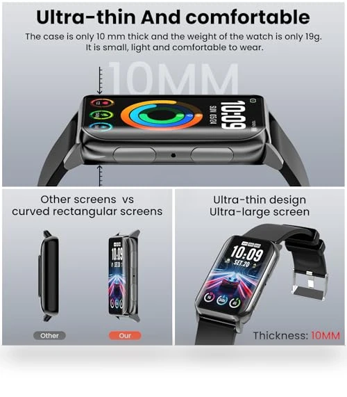 Curved Screen Fitness Tracker — Smartwatches, Mingdaln