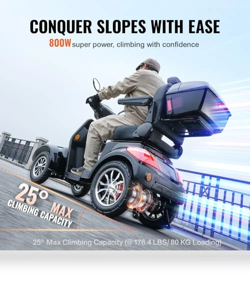 Heavy Duty 4-Wheel Mobility Scooter — Electric Self-Balancing Scooters, VEVOR