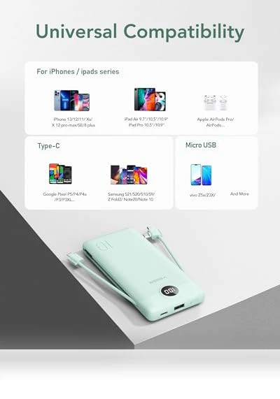 Portable Charger with Built in Cables and Wall Plug — Chargers, VEGER