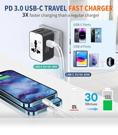 Universal Worldwide Travel Adapter Fast Charger — Charging Solutions, NEWVANGA