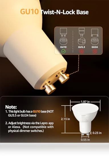 AI GU10 Smart Bulb - RGBCW Dimmable Color Changing LED Bulbs — LED, Lepro