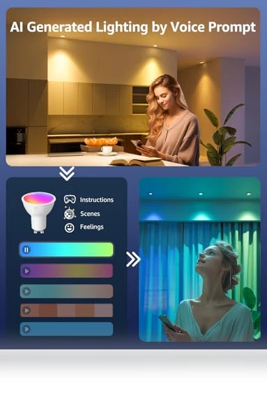 AI GU10 Smart Bulb - RGBCW Dimmable Color Changing LED Bulbs — LED, Lepro