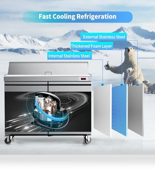 Commercial Refrigerator Sandwich Salad Prep Table — Sandwich Makers & Panini Presses