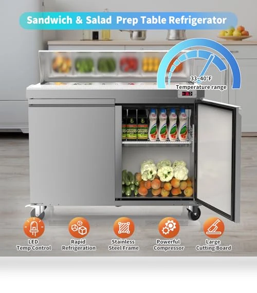 Commercial Refrigerator Sandwich Salad Prep Table — Sandwich Makers & Panini Presses