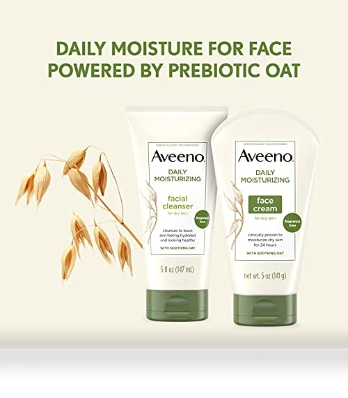 Daily Moisturizing Fragrance-Free Face & Neck Cream and Body Lotion Bundle — Nourishing Body Creams, Aveeno