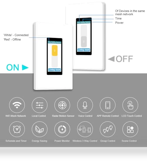 LCD Smart Light Switch with Motion Sensor — Dimmer Switches, LANBON