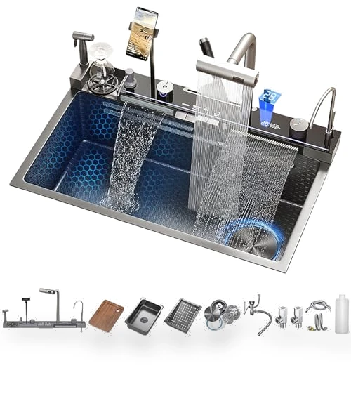 Modern Smart Kitchen Sink — Integrated Soap Dispensers, cozhao