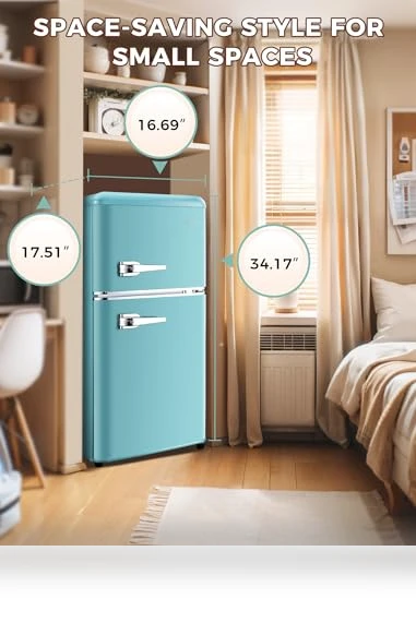 Retro Double Door Fridge with Freezer — Mini Fridges, Anypro