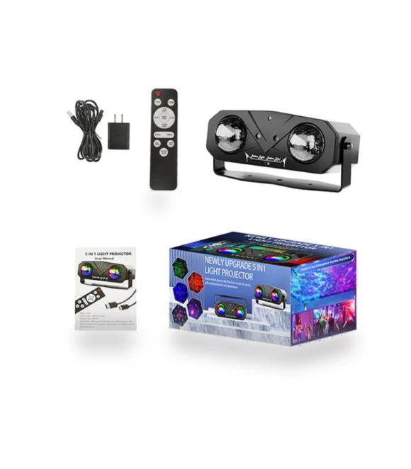 Double Magic Ball Laser Light LED Water Ripple RGB Rotating Stage Lamp — Lighting Accessories