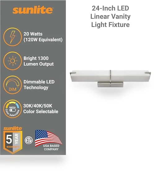 LED Linear Vanity Light Fixture — Vanity Lights, Sunlite