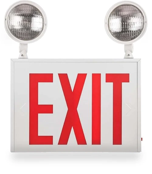 LED Steel Exit Sign Combo — Emergency Fixtures, Sunlite
