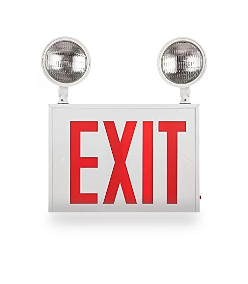 LED Steel Exit Sign Combo — Emergency Fixtures, Sunlite