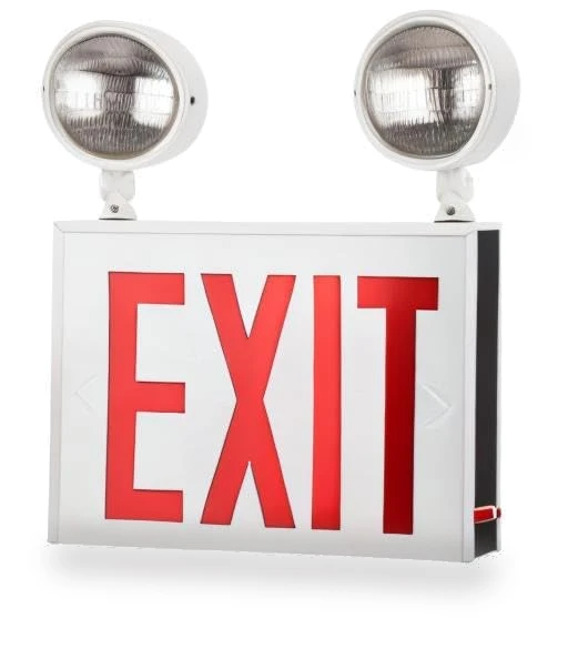 LED Steel Exit Sign Combo — Emergency Fixtures, Sunlite