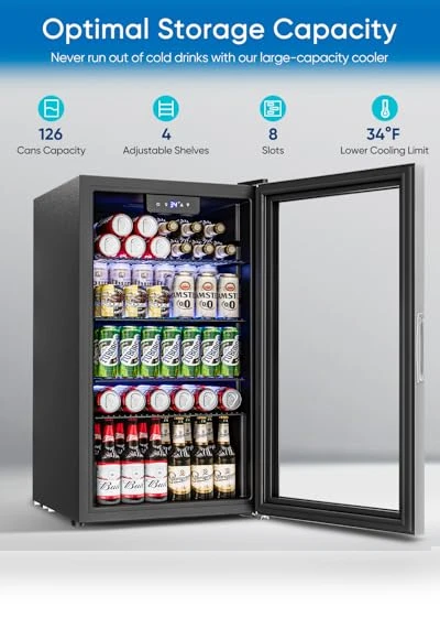 Mini Fridge with Glass Door — Mini Fridges, Feelfunn