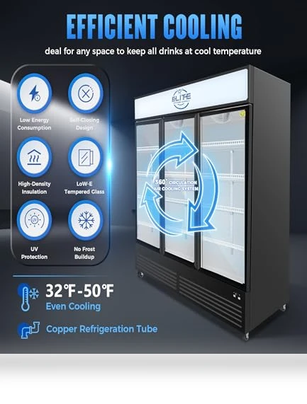 3-Door Display Refrigerator — Drink Coolers, Elite Kitchen Supply