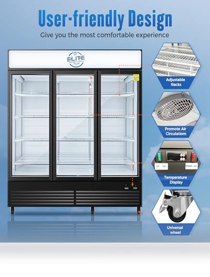 3-Door Display Refrigerator — Drink Coolers, Elite Kitchen Supply