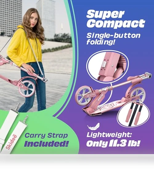 Adjustable Height Folding Scooter — Push Scooters, SKIDEE