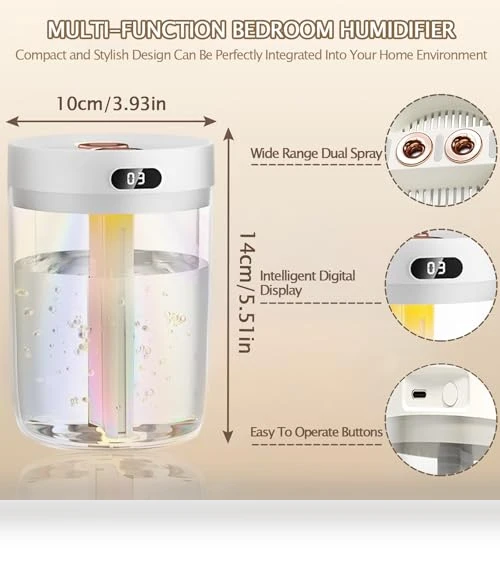 Cool Mist Humidifier with Colorful Breathing Light — Air Moisturizers