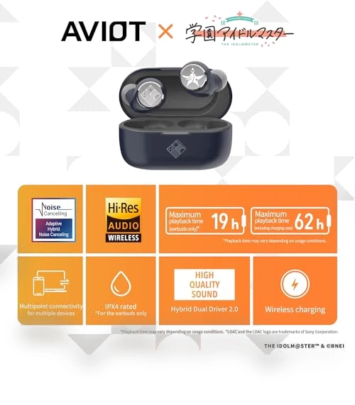 The Idolm@ster Gakuen Collaboration Wireless Earbuds — In-Ear Headphones, AVIOT