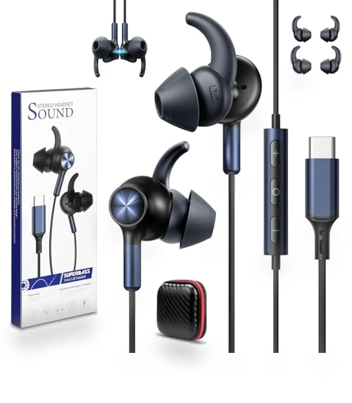 Wired USB-C Earbuds with Microphone — In-Ear Headphones, AFGHOA