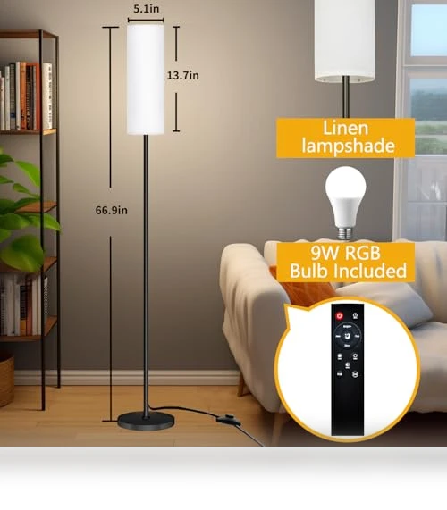 Modern LED Floor Lamp with Remote Control — Standing Lights, Qaubauyt