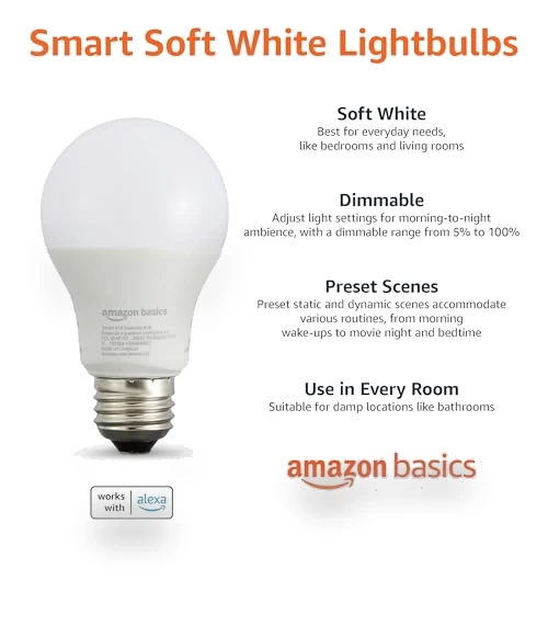 Smart A19 LED Light Bulb — LED, Amazon Basics
