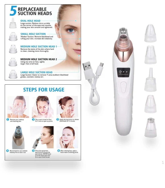 Rechargeable Vacuum Suction Tool for Pore Extraction — Blackhead & Blemish Removers, Handy Hobbies