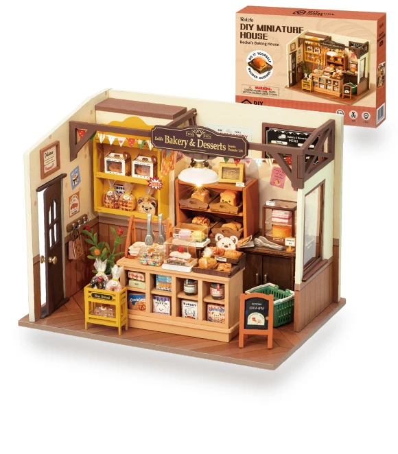Miniature Dollhouse Kit with LED Light — Doll Crafting, Robotime