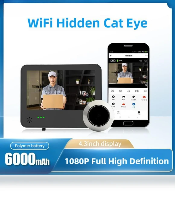 Smart Electronic Cat Eye WiFi Video Doorbell — Smart Home Security, Crown Global