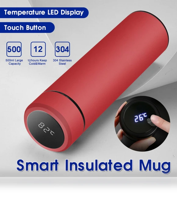 Smart Stainless Steel Thermos with LCD Display — Beverage Warmers, mujin