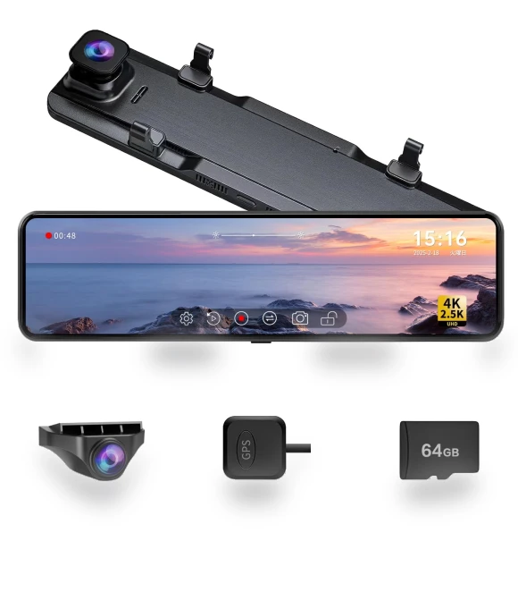 Super Large Front and Rear Mirror Dash Cam — Rearview Cameras for Cars, SAMURAI STYLE