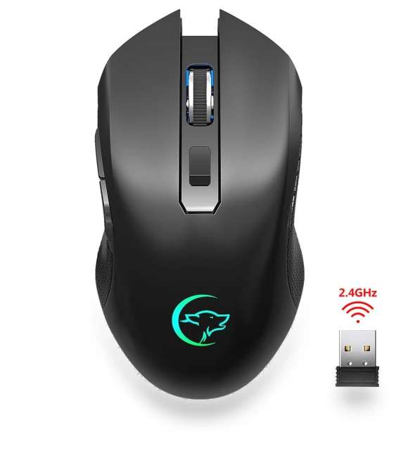 Wireless Mouse 2.4GHz Rechargeable Silent Ergonomic Mouse with Colorful Light Effect — Computer Mice, Chic Interiors